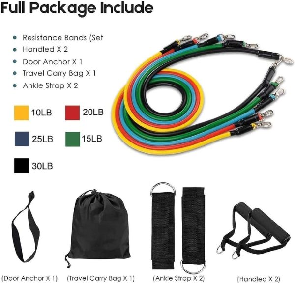 11Pcs Power Resistance Band Set full body workout for men and women (50% Off)