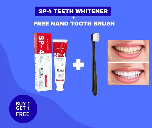 SP-4 ultra Teeth Whitening Toothpaste + Free Nano Toothbrush For Sensitive Gum