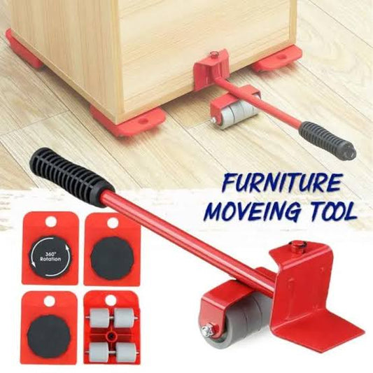 Set of 5 Furniture Moving Tool Heavy Object Mover Furniture Transport Lifter & Furniture Slides Moving House Cabinet Sofa Bed Desk 4 Wheeled Mover Roller 1 Wheel Bar Hand Tools Set